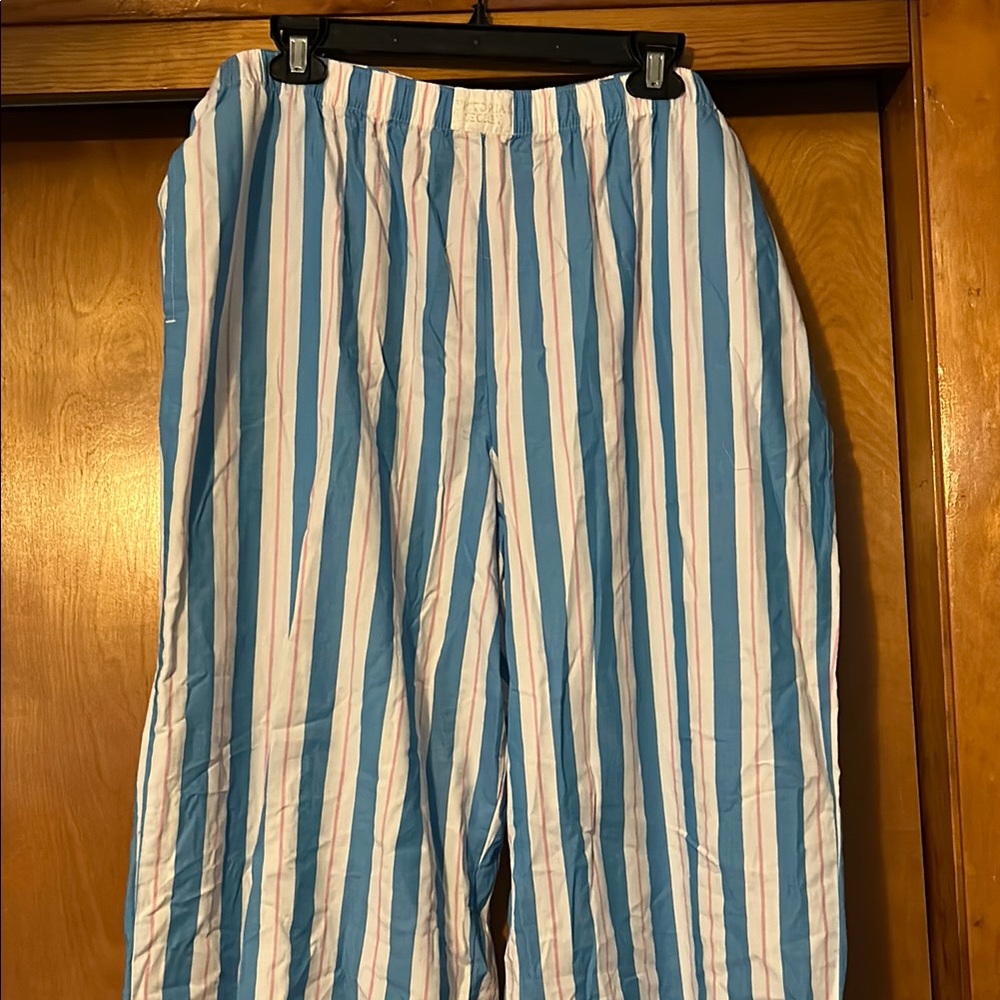 Victoria’s Secret Blue, White, and Pink Striped Pajama Pants